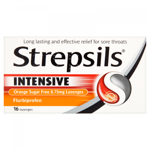 Strepsils Intensive Orange Sugar Free 8.75mg Lozenges Flurbiprofen 16 Lozenges